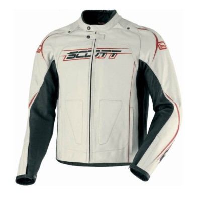 SCOTT Kurtka Jacket Blouson Racer Leather white/black