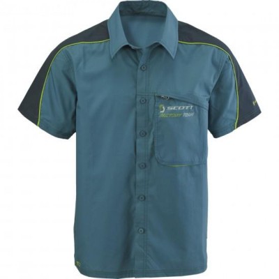 SCOTT Koszula Męska Button Factory Team s/sl dark blue/lime green