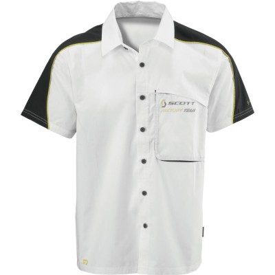SCOTT Koszula Męska Button Factory Team s/sl white/black
