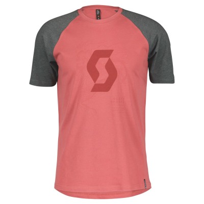 SCOTT Koszulka Męska Tee Icon Raglan s/sl burnt red/dark grey melange