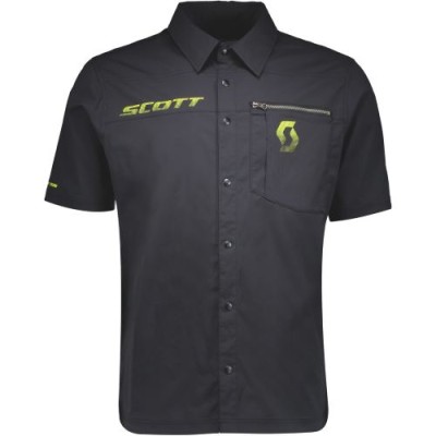 SCOTT Koszula Męska Button Shirt Factory Team s/sl black/sulphur yellow
