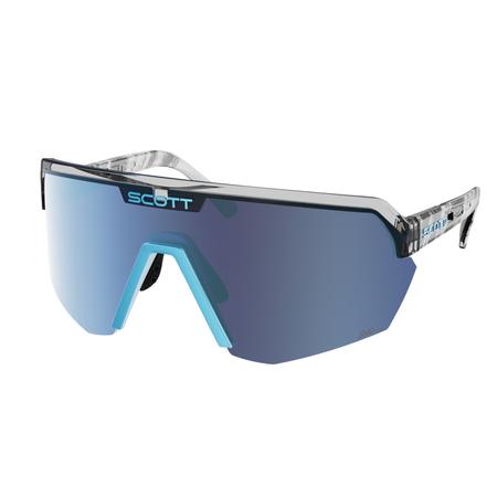 SCOTT Okulary Sunglasses Sport Shield black/neon blue,AMP beryl blue chrome S3