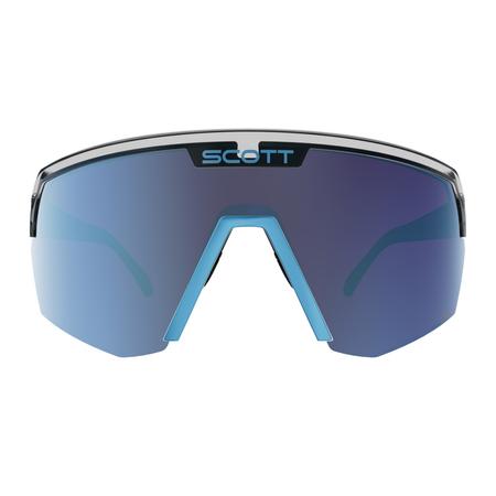 SCOTT Okulary Sunglasses Sport Shield black/neon blue,AMP beryl blue chrome S3